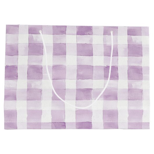 Purple White Plaid Stripes Birthday Groot Cadeauzakje (Achterkant)