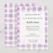 Purple White Plaid Stripes Birthday Kaart (Voorkant / Achterkant)