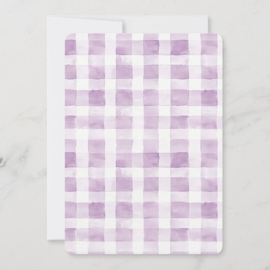 Purple White Plaid Stripes Birthday Kaart (Achterkant)
