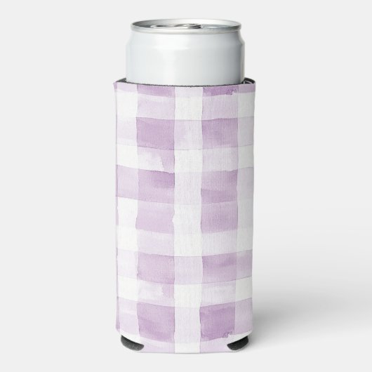 Purple White Plaid Stripes Birthday Seltzer Blikjeskoeler (Seltzer Achterkant)