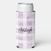 Purple White Plaid Stripes Birthday Seltzer Blikjeskoeler (Seltzer Voorkant)
