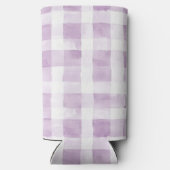 Purple White Plaid Stripes Birthday Seltzer Blikjeskoeler (Achterkant)