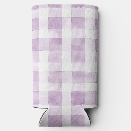 Purple White Plaid Stripes Birthday Seltzer Blikjeskoeler (Achterkant)