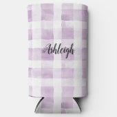 Purple White Plaid Stripes Birthday Seltzer Blikjeskoeler (Voorkant)