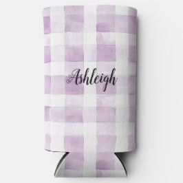 Purple White Plaid Stripes Birthday Seltzer Blikjeskoeler