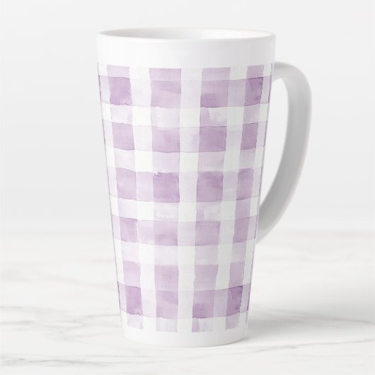 Purple White Plaid Stripes Latte Mok (Rechterhoek)