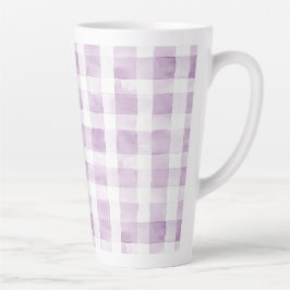 Purple White Plaid Stripes Latte Mok