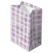 Purple White Plaid Stripes Medium Cadeauzakje (Voorkant Gekanteld)