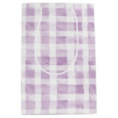 Purple White Plaid Stripes Medium Cadeauzakje (Voorkant)