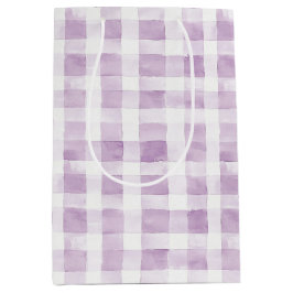 Purple White Plaid Stripes Medium Cadeauzakje