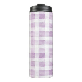 Purple White Plaid Stripes Thermosbeker