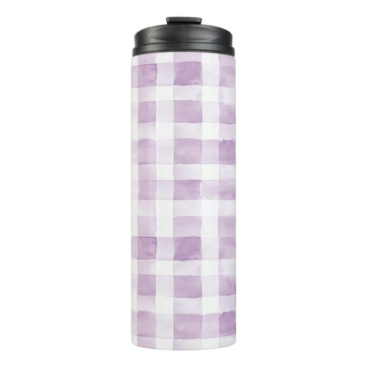 Purple White Plaid Stripes Thermosbeker (Voorkant)