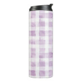 Purple White Plaid Stripes Thermosbeker (Gedraaid links)