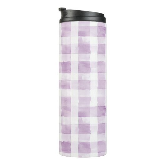 Purple White Plaid Stripes Thermosbeker (Geroteerd rechts)
