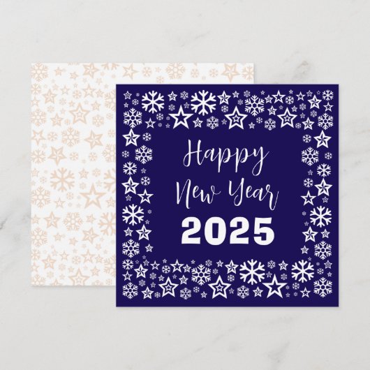 Purple white Square wish card with golden stars Feestdagenkaart (Voorkant / Achterkant)