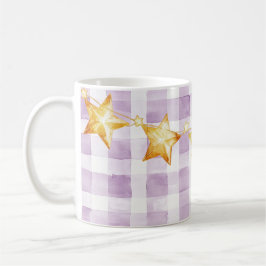 Purple White Stripes Gold Stars Baby Shower Koffiemok
