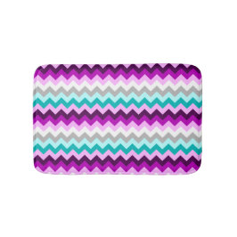 Purple White Teal Chevrons Small Bath Mat