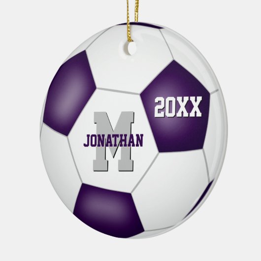 purple white Team boys soccer Keramisch Ornament (Links)