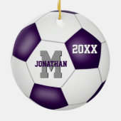 purple white Team boys soccer Keramisch Ornament (Achterkant)