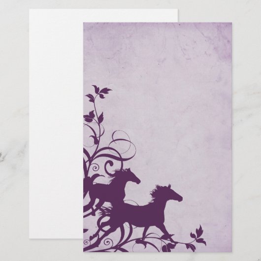 Purple Wild Horses Briefpapier (Voorkant / Achterkant)