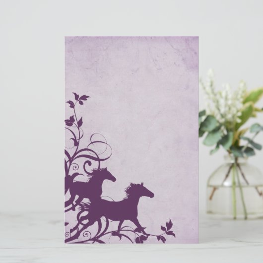 Purple Wild Horses Briefpapier (Staand voorkant)