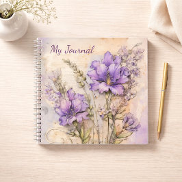 Purple Wildflower Aesthetic Writing Journal Notitieboek