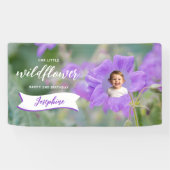 Purple Wildflower Custom Baby Photo Happy Birthday Spandoek (Horizontaal)
