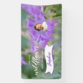 Purple Wildflower Custom Baby Photo Happy Birthday Spandoek (Verticaal)