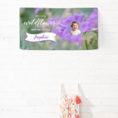 Purple Wildflower Custom Baby Photo Happy Birthday Spandoek (Insitu)