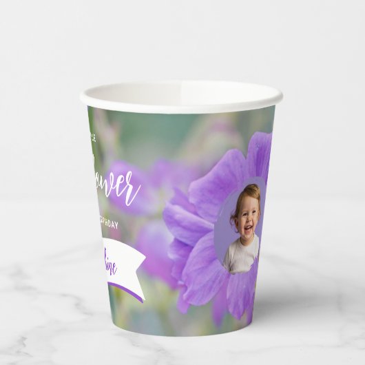 Purple Wildflower Custom Photo Template Birthday Papieren Bekers (Links)