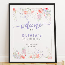Purple wildflower floral Baby in Bloom welcome