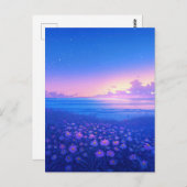 Purple Wildflower Meadow and Starry Sea Briefkaart (Voorkant / Achterkant)
