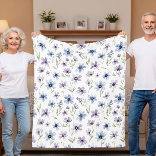 Purple Wildflower Meadow Fleece Deken