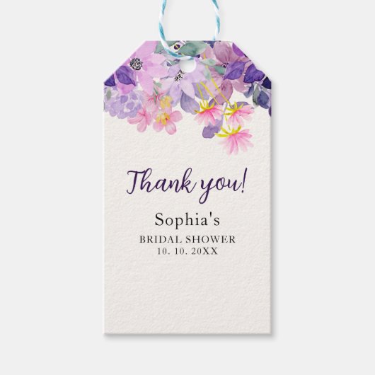 Purple Wildflower Spring Bridal Shower Theme Cadeaulabel (Voorkant)