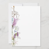 Purple Wildflower Watercolor Minimalist Wedding Kaart (Achterkant)