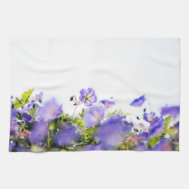 Purple Wildflowers, Dreamy Soft Botanical Theedoek