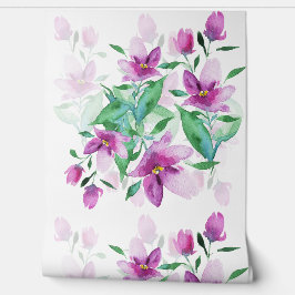 Purple Wildflowers Watercolor Art Behang