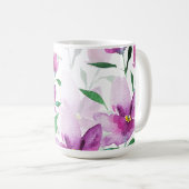 Purple Wildflowers Watercolor Monogram Koffiemok (Voorkant rechts)