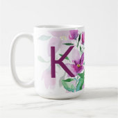 Purple Wildflowers Watercolor Monogram Koffiemok (Links)