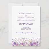Purple Wildflowers Wedding Invitation  Kaart (Voorkant)