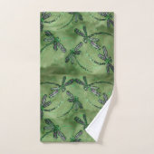 Purple Winged Dragonflies on Soft Green Bad Handdoek (Handdoek)