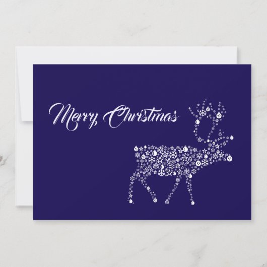 Purple wish card Merry Christmas reindeer Feestdagenkaart (Voorkant)