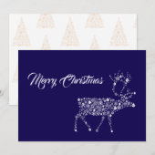 Purple wish card Merry Christmas reindeer Feestdagenkaart (Voorkant / Achterkant)