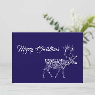 Purple wish card Merry Christmas reindeer Feestdagenkaart