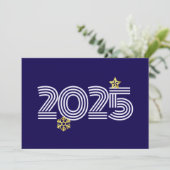 Purple wish card New Year met gold snowflakes Feestdagenkaart (Staand voorkant)