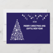 Purple wish card New Year met tree & balls Feestdagenkaart (Voorkant)