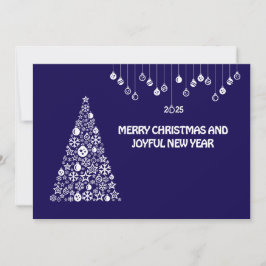 Purple wish card New Year met tree & balls Feestdagenkaart