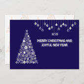 Purple wish card New Year met tree & balls Feestdagenkaart (Voorkant / Achterkant)