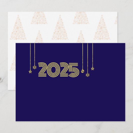 Purple wish card New Year with christmas symbools Feestdagenkaart (Voorkant / Achterkant)