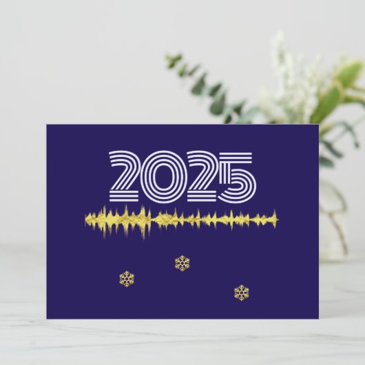 Purple wish card New Year with wave snowflakes Feestdagenkaart (Staand voorkant)